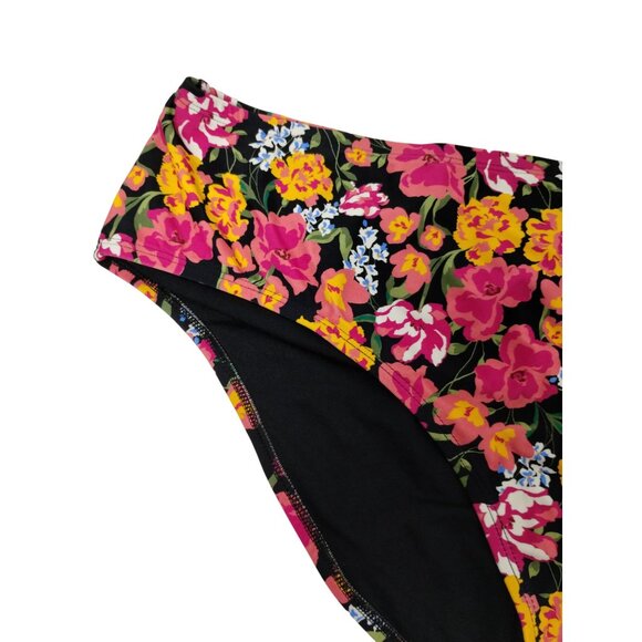 Time and Tru Womens 2XL Blooming Floral Mid Rise Ruched Back Bikini Bottom - Picture 2 of 5